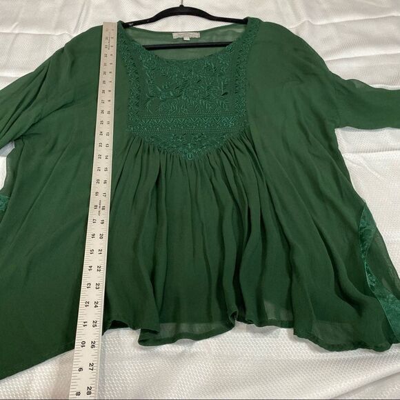 World Market Green Sheer Boho Blouse - Picture 6 of 8